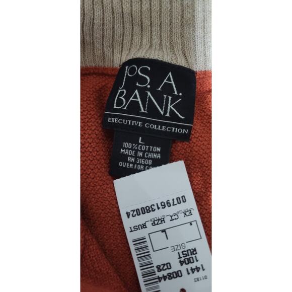 NEW Jos A Bank Executive Collection 1/4 Zip Pullover Sweater 100% Cotton LARGE - Picture 6 of 10